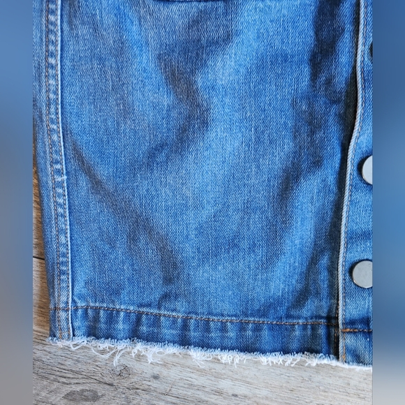 LOFT Women's Button Down Raw Hem Denim Skirt - Picture 2 of 5